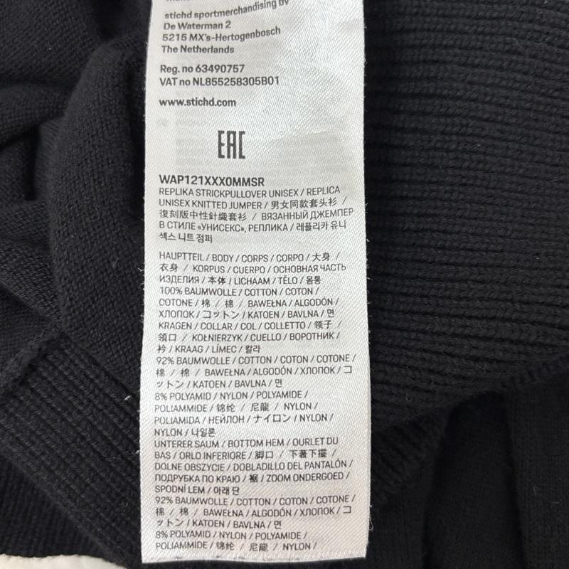 古着 USED ニット、セーター 長袖 PORSCHE ポルシェ ボス ミシュラン ロゴ ハーフジップ モックネック ニット セーター M 黒 / ブラック / black メンズ USED 古着 中古 50162609