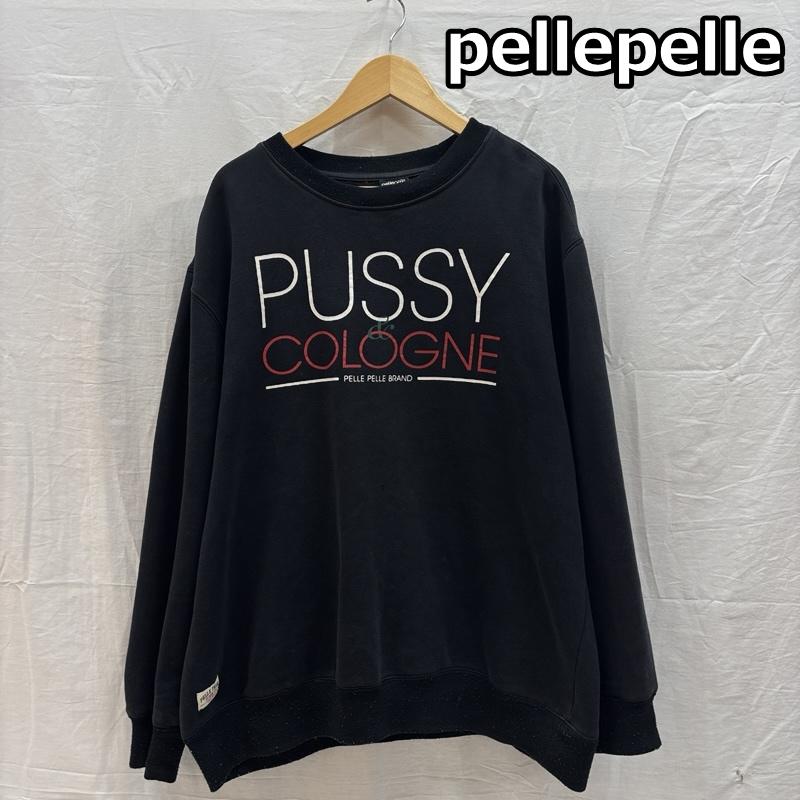 ペレペレ PELLEPELLE トレーナー 長袖 PUSSY de COLOGNE プリント クルーネック スウェット トレーナー 裏起毛 XXL 黒 / ブラック / black メンズ USED 古着 中古 50162614