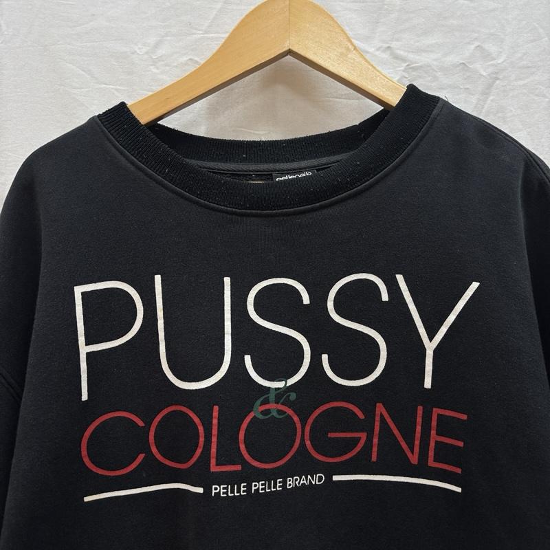 ペレペレ PELLEPELLE トレーナー 長袖 PUSSY de COLOGNE プリント クルーネック スウェット トレーナー 裏起毛 XXL 黒 / ブラック / black メンズ USED 古着 中古 50162614