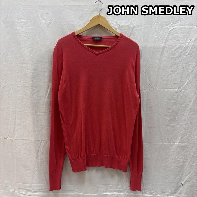 ジョンスメドレー JOHN SMEDLEY ニット、セーター 長袖 イギリス製 薄手 コットン Vネック ニット セーター M メンズ USED 古着 中古 50162618