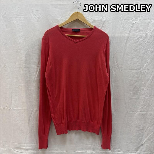 ジョンスメドレー JOHN SMEDLEY ニット、セーター 長袖 イギリス製 薄手 コットン Vネック ニット セーター M メンズ USED 古着 中古 50162618