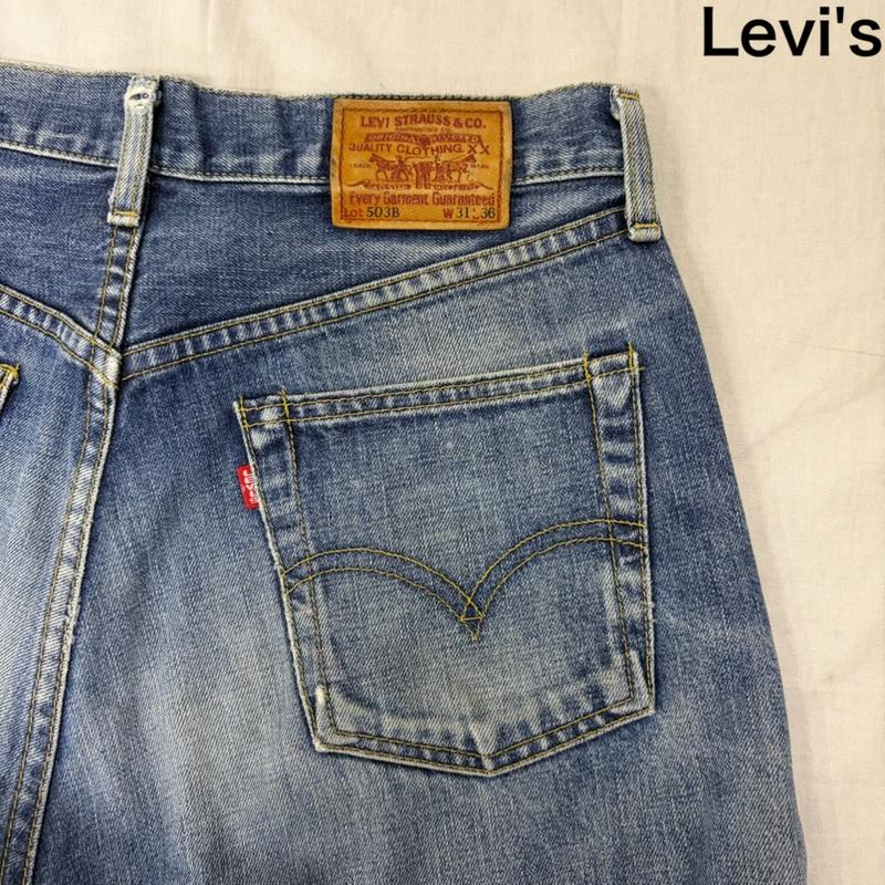 リーバイス Levi s パンツ デニム、ジーンズ 503BXX 赤耳 レザーパッチ BIG E セルビッジ ボタン裏刻印J09 W31/L36 インディゴ 31インチ 無地 青 / ブルー / blue メンズ USED 古着 中古 50162628