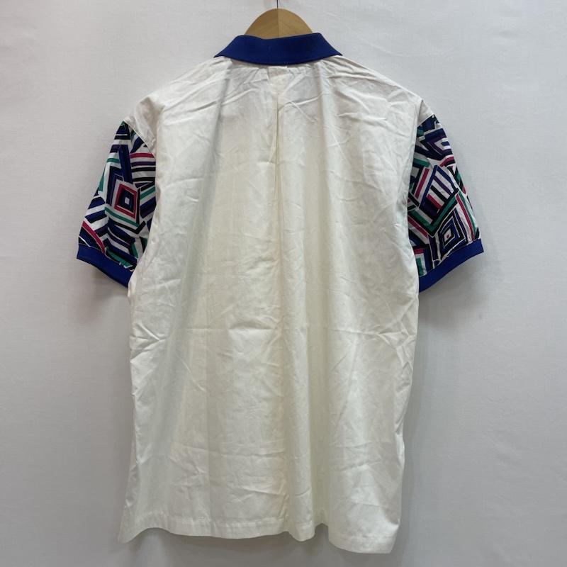 バレンシアガ BALENCIAGA ポロシャツ 半袖 バレンシアガ スポーツ ヴィンテージ ポロシャツ 幾何学 模様 フルボタン L 無地 X 幾何柄 白 / ホワイト / white X 青 / ブルー / blue メンズ USED 古着 中古 50162631