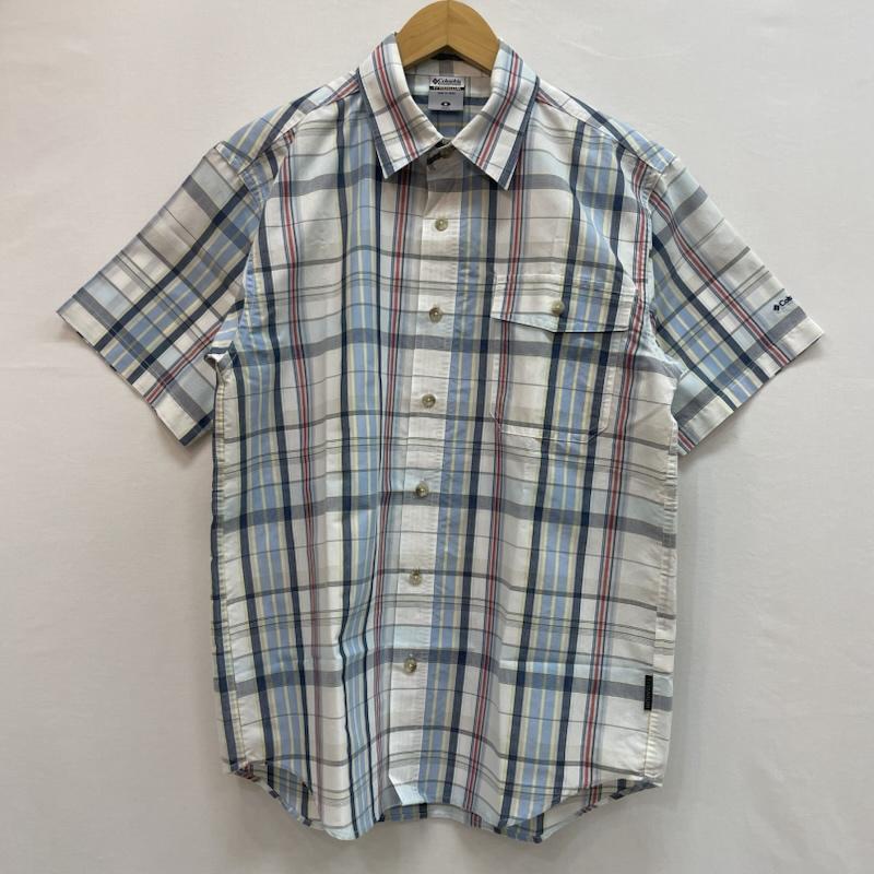 コロンビア Columbia シャツ、ブラウス 半袖 チェック柄 半袖 シャツ 胸ポケット M チェック 白 / ホワイト / white X 水色 / ライトブルー / X 青 / ブルー / blue X 黄 / イエロー / yellow メンズ USED 古着 中古 50162633