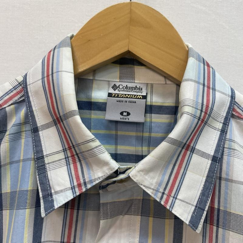コロンビア Columbia シャツ、ブラウス 半袖 チェック柄 半袖 シャツ 胸ポケット M チェック 白 / ホワイト / white X 水色 / ライトブルー / X 青 / ブルー / blue X 黄 / イエロー / yellow メンズ USED 古着 中古 50162633