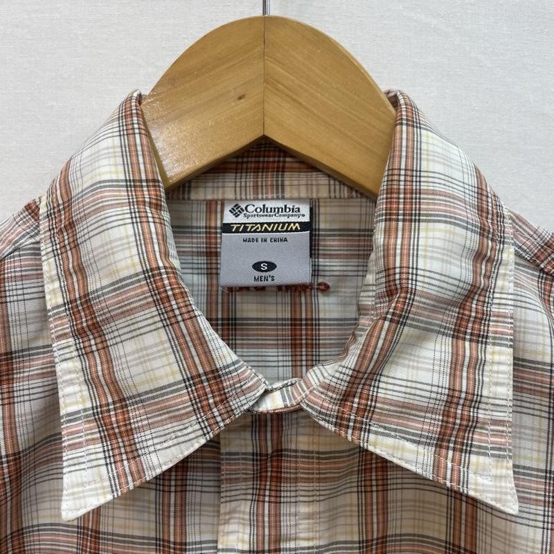 コロンビア Columbia シャツ、ブラウス 半袖 チェック柄 半袖 シャツ 胸ポケット S チェック 橙 / オレンジ / orange X 茶 / ブラウン / brown X 白 / ホワイト / white メンズ USED 古着 中古 50162634