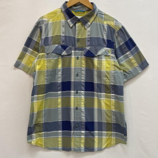 コロンビア Columbia シャツ、ブラウス 半袖 チェック柄 半袖 シャツ 胸ポケット オムニシェイド M チェック 灰 / グレー / gray X 青 / ブルー / blue X 黄 / イエロー / yellow メンズ USED 古着 中古 50162635