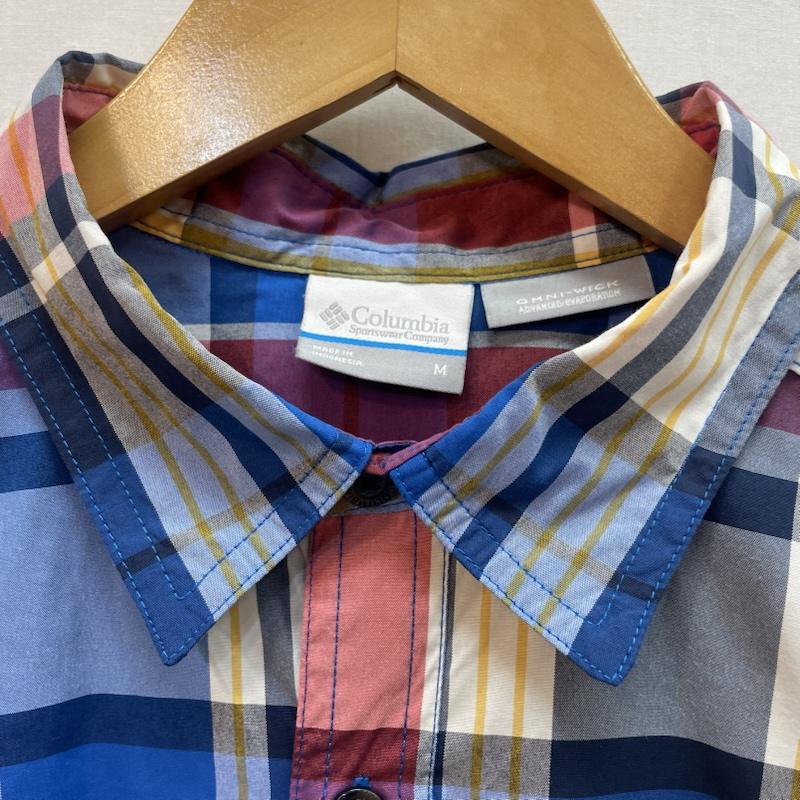 コロンビア Columbia シャツ、ブラウス 半袖 チェック柄 半袖 シャツ 胸ポケット オムニウィック M チェック 青 / ブルー / blue X 赤 / レッド / red X 白 / ホワイト / white メンズ USED 古着 中古 50162637