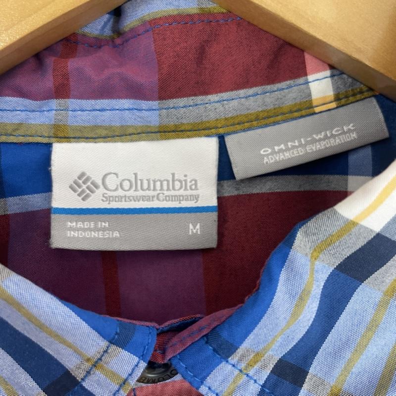 コロンビア Columbia シャツ、ブラウス 半袖 チェック柄 半袖 シャツ 胸ポケット オムニウィック M チェック 青 / ブルー / blue X 赤 / レッド / red X 白 / ホワイト / white メンズ USED 古着 中古 50162637