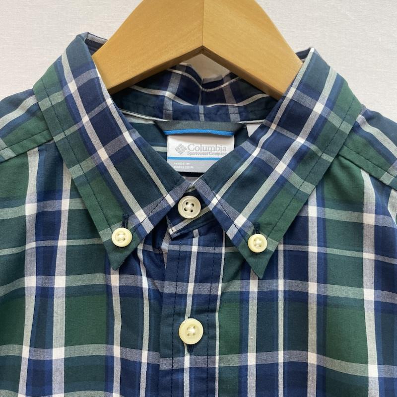 コロンビア Columbia シャツ、ブラウス 半袖 チェック柄 半袖 シャツ 胸ポケット オムニウィック M チェック 青 / ブルー / blue X 緑 / グリーン / green X 白 / ホワイト / white メンズ USED 古着 中古 50162638