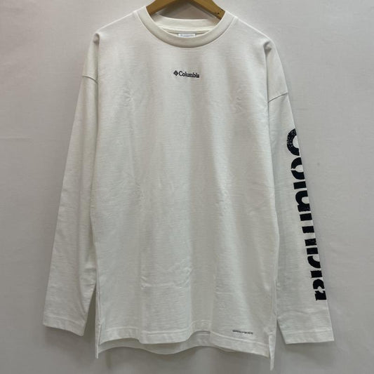 コロンビア Columbia Tシャツ 長袖 ロンT 袖ロゴ レタリング バック プリント ロゴ L 無地 X ロゴ、文字 X プリント 白 / ホワイト / white メンズ USED 古着 中古 50162640