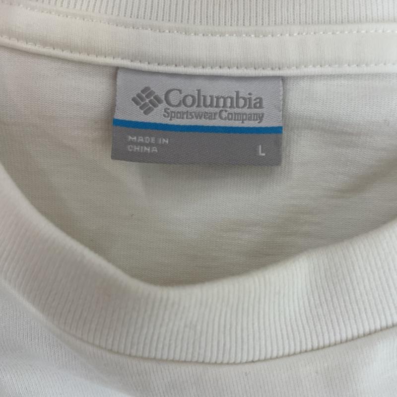 コロンビア Columbia Tシャツ 長袖 ロンT 袖ロゴ レタリング バック プリント ロゴ L 無地 X ロゴ、文字 X プリント 白 / ホワイト / white メンズ USED 古着 中古 50162640
