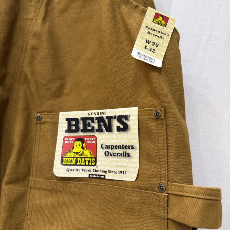 ベンデイビス BEN DAVIS サロペット・オーバーオール サロペット、オーバーオール 862 カーペンターオーバーオール ブラウン ダック キャンバス W36 L32 - ロゴ、文字 キャメル / キャメル / メンズ USED 古着 中古 50162645