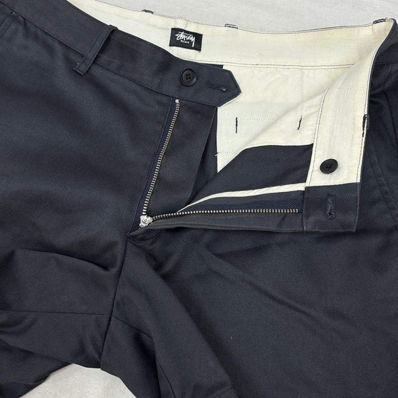 ステューシー STUSSY パンツ ショートパンツ DELUXE ワーク ショーツ ショート ハーフ パンツ Sリンクロゴ 34インチ 紺 / ネイビー / navy メンズ USED 古着 中古 50162651
