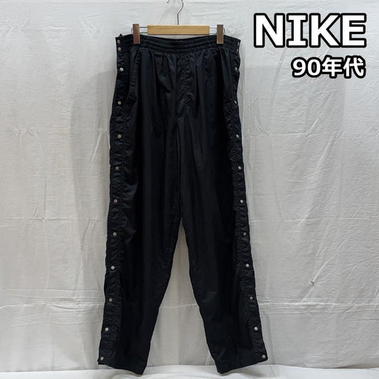 ナイキ NIKE ボトムス ボトムス 90年代 ビンテージ タイ製 サイドボタン ナイロン トラック パンツ 90s VINTAGE M 黒 / ブラック / black メンズ USED 古着 中古 50162652