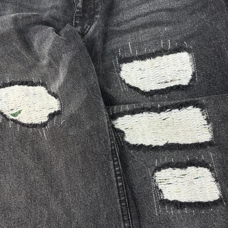 エクストララージ XLARGE パンツ デニム、ジーンズ 101234031010 DISTRESSED ダメージリペア加工 ブラック デニム パンツ 34インチ 黒 / ブラック / black メンズ USED 古着 中古 50162653