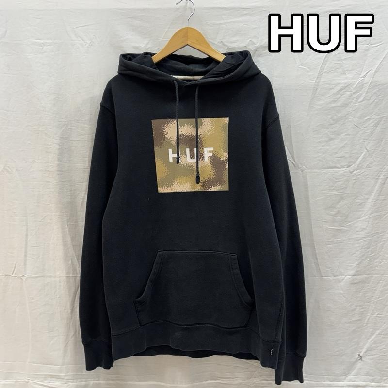 ハフ HUF パーカー 長袖 スクエアロゴ プルオーバー フーディ スウェット パーカー M 黒 / ブラック / black メンズ USED 古着 中古 50162667