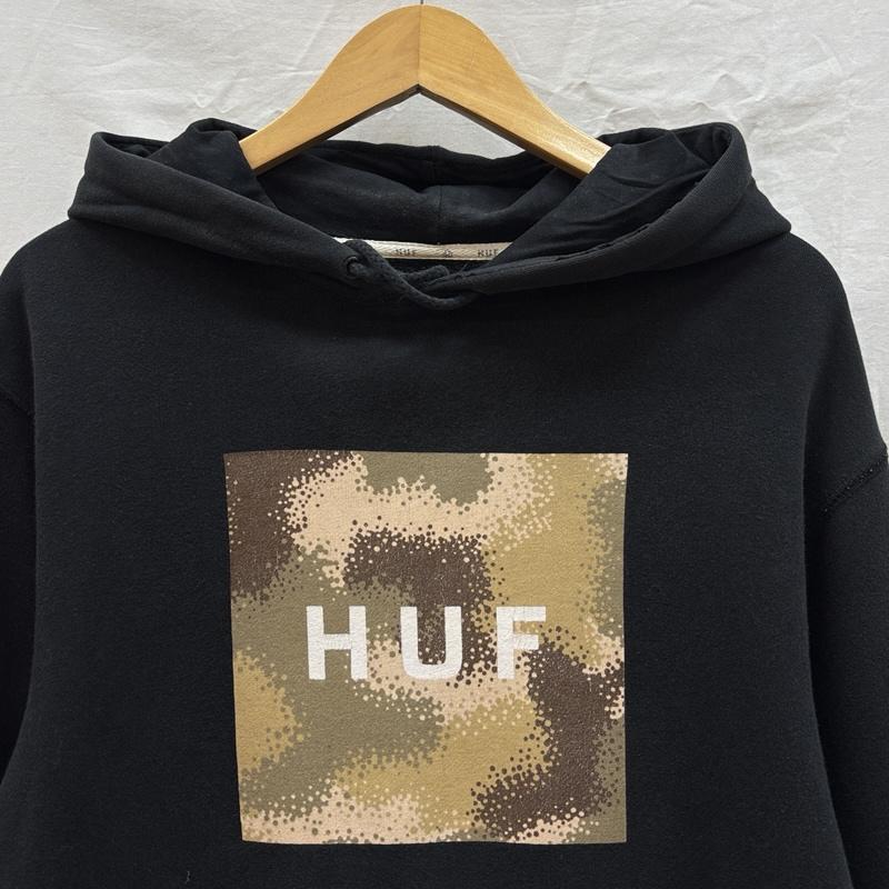 ハフ HUF パーカー 長袖 スクエアロゴ プルオーバー フーディ スウェット パーカー M 黒 / ブラック / black メンズ USED 古着 中古 50162667
