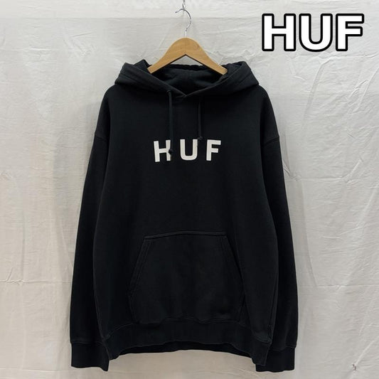 ハフ HUF パーカー 長袖 ロゴ プリント プルオーバー フーディ スウェット パーカー M 黒 / ブラック / black メンズ USED 古着 中古 50162670