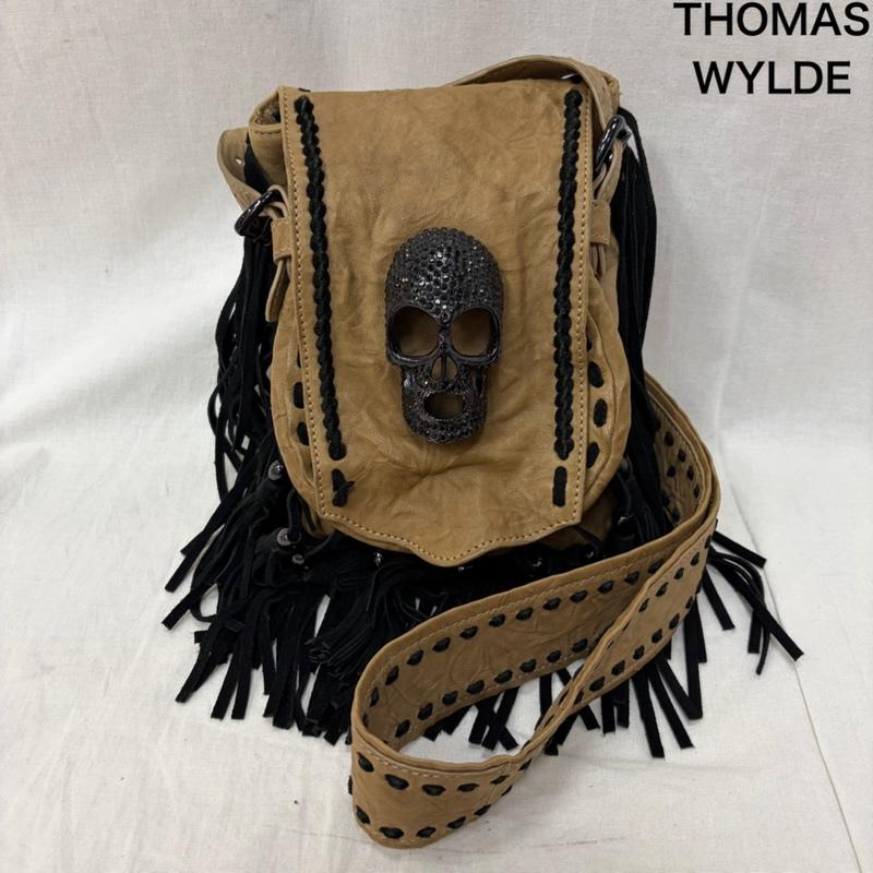 トーマスワイルド THOMAS WYLDE ショルダーバッグ ショルダーバッグ スカルフリンジショルダーバッグ レザー leather bag ベージュ - スカル ベージュ / ベージュ / beige X 黒 / ブラック / black メンズ USED 古着 中古 50162673