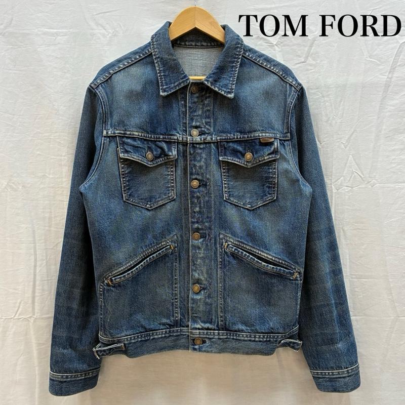 トム フォード TOM FORD ジャケット、上着 ジャンパー、ブルゾン 18ss ICON DENIM JACKET サイドベルト ウォッシュ ヴィンテージ 加工 デニムジャケット TFD111 M メンズ USED 古着 中古 50162689