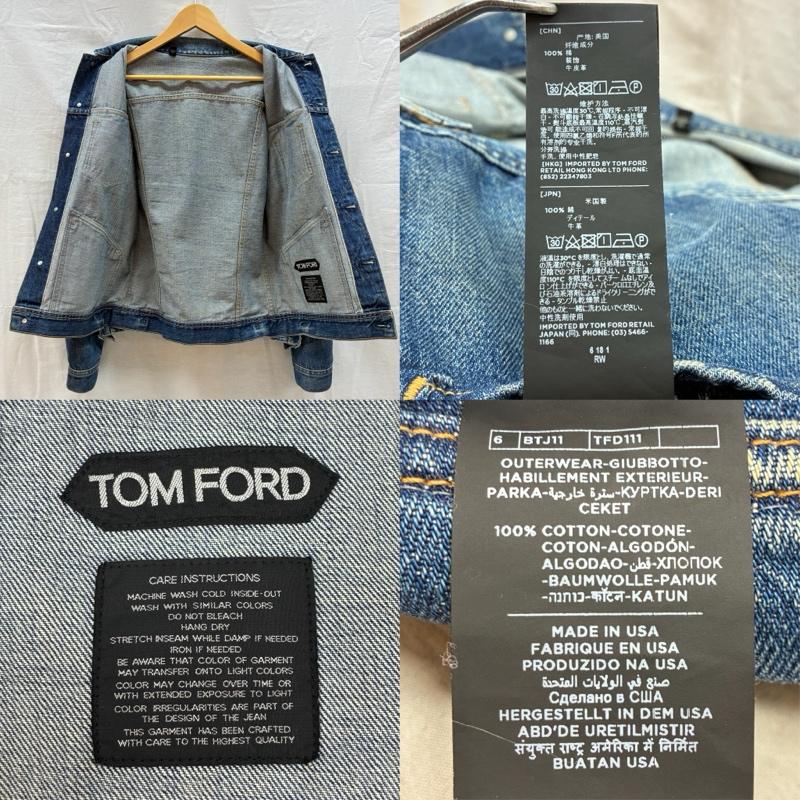 トム フォード TOM FORD ジャケット、上着 ジャンパー、ブルゾン 18ss ICON DENIM JACKET サイドベルト ウォッシュ ヴィンテージ 加工 デニムジャケット TFD111 M メンズ USED 古着 中古 50162689