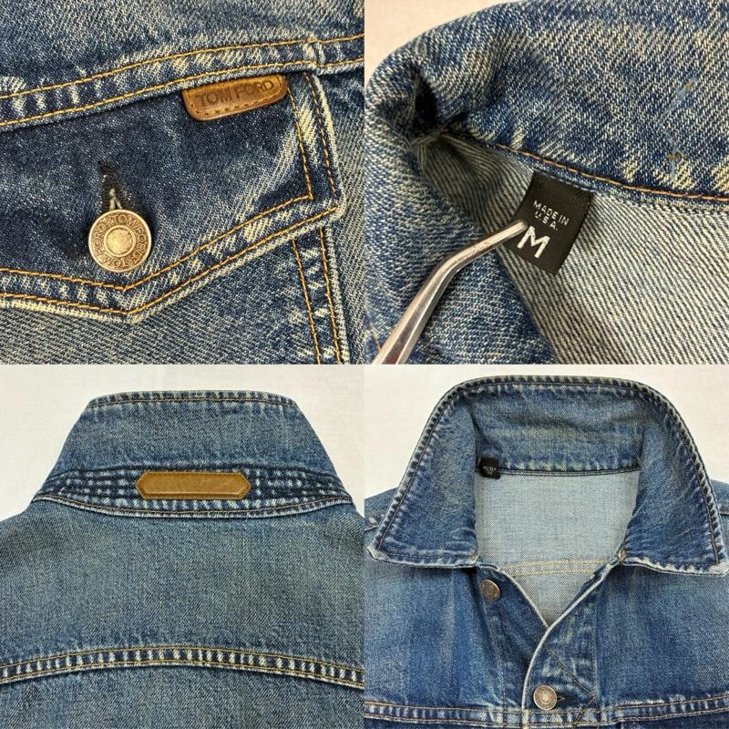トム フォード TOM FORD ジャケット、上着 ジャンパー、ブルゾン 18ss ICON DENIM JACKET サイドベルト ウォッシュ ヴィンテージ 加工 デニムジャケット TFD111 M メンズ USED 古着 中古 50162689