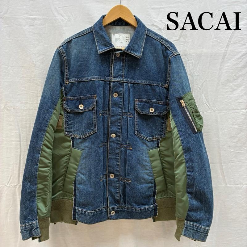 サカイ Sacai ジャケット、上着 ジャンパー、ブルゾン 21AW Denim × MA-1 Jacket デニム ナイロン ドッキング 再構築 フライトジャケット SCM-022 2 メンズ USED 古着 中古 50162690