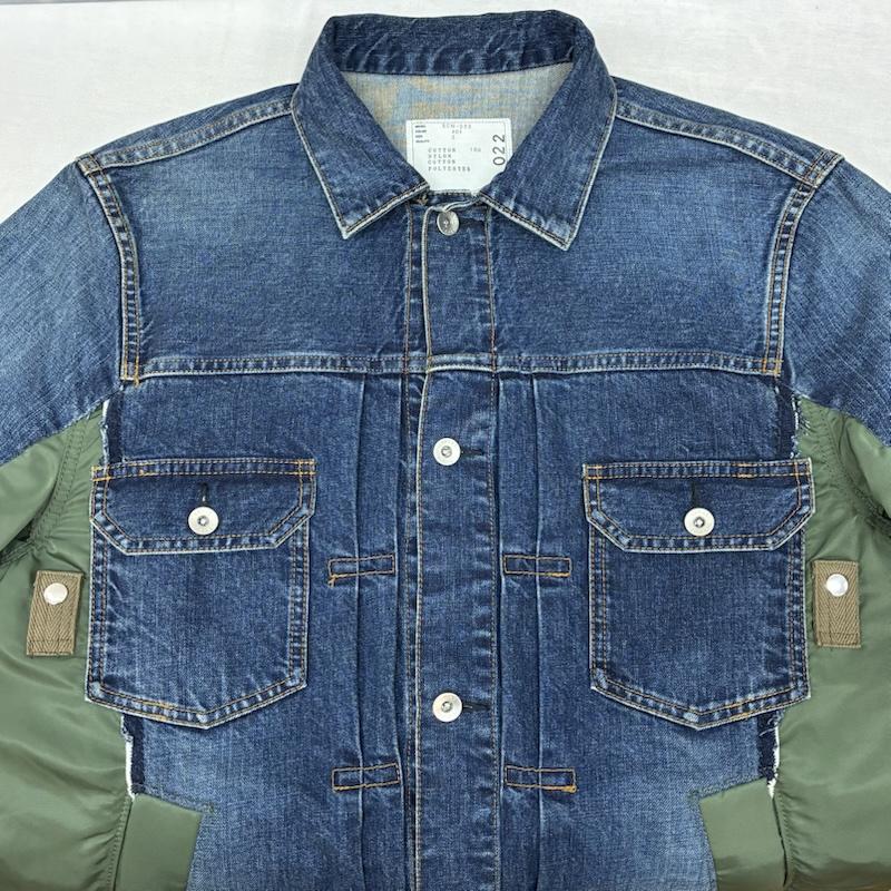 サカイ Sacai ジャケット、上着 ジャンパー、ブルゾン 21AW Denim × MA-1 Jacket デニム ナイロン ドッキング 再構築 フライトジャケット SCM-022 2 メンズ USED 古着 中古 50162690