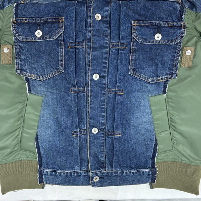 サカイ Sacai ジャケット、上着 ジャンパー、ブルゾン 21AW Denim × MA-1 Jacket デニム ナイロン ドッキング 再構築 フライトジャケット SCM-022 2 メンズ USED 古着 中古 50162690