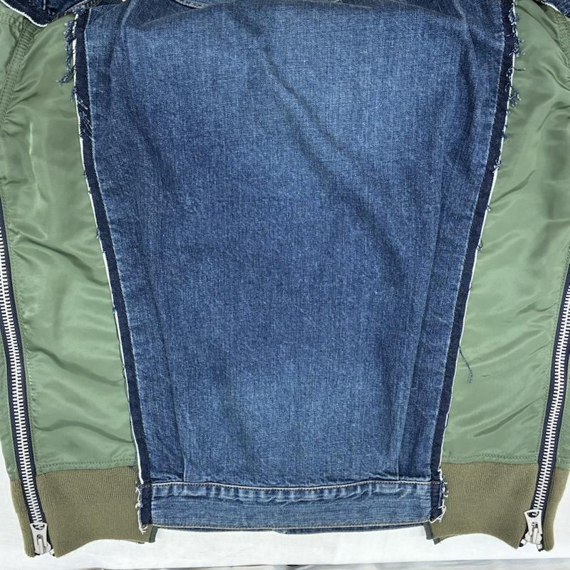 サカイ Sacai ジャケット、上着 ジャンパー、ブルゾン 21AW Denim × MA-1 Jacket デニム ナイロン ドッキング 再構築 フライトジャケット SCM-022 2 メンズ USED 古着 中古 50162690