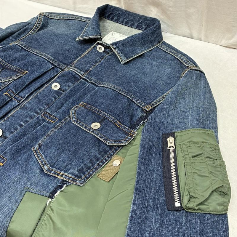 サカイ Sacai ジャケット、上着 ジャンパー、ブルゾン 21AW Denim × MA-1 Jacket デニム ナイロン ドッキング 再構築 フライトジャケット SCM-022 2 メンズ USED 古着 中古 50162690