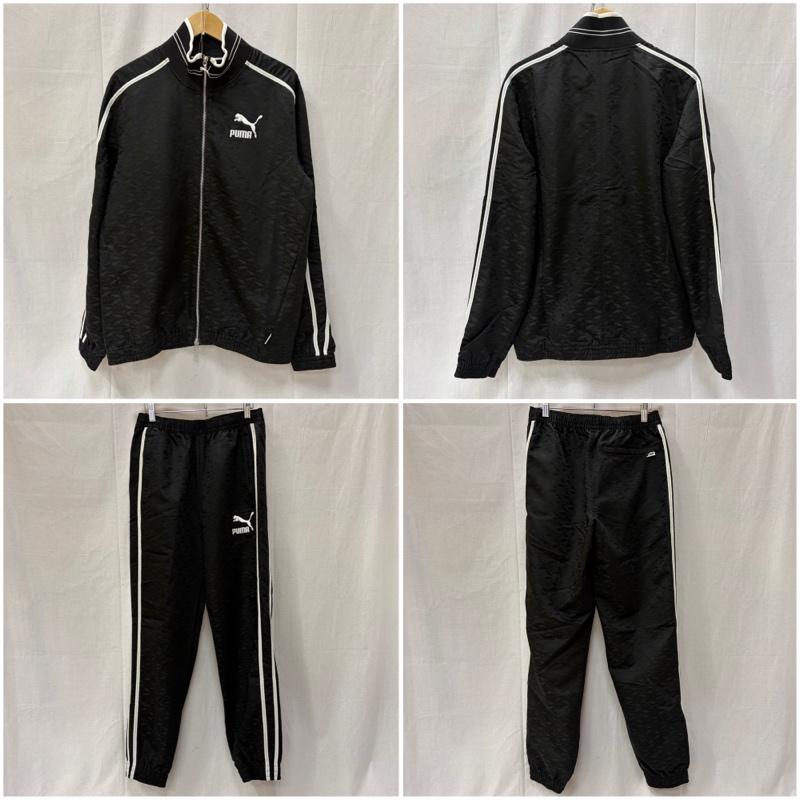 プーマ PUMA トップス トップス セットアップ ジャージ トラックジャケット トラックパンツ プレーヤーズ ラウンジ T7 ウーブン 535800-01 535805-01 S ロゴ、文字 黒 / ブラック / black メンズ USED 古着 中古 50162691