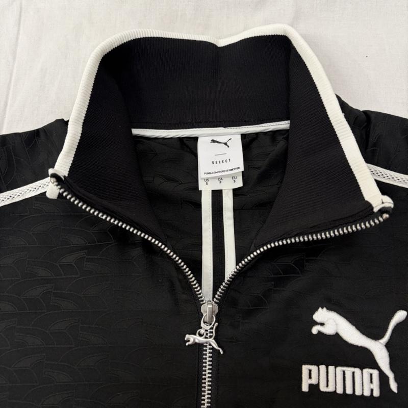 プーマ PUMA トップス トップス セットアップ ジャージ トラックジャケット トラックパンツ プレーヤーズ ラウンジ T7 ウーブン 535800-01 535805-01 S ロゴ、文字 黒 / ブラック / black メンズ USED 古着 中古 50162691