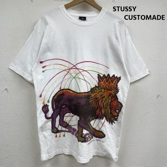 ステューシー STUSSY Tシャツ 半袖 USA製 CUSTOMADE 00s ドローイング ライオン プリント Tシャツ 白 / ホワイト / white メンズ USED 古着 中古 50162721