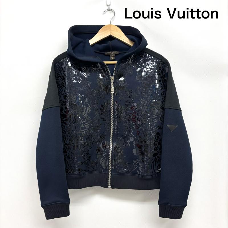 ルイヴィトン LOUIS VUITTON ジャケット、上着 ジャンパー、ブルゾン FDVB06QTS ボンディング パテント フラワープリント ジップアップ パーカー XS 紺 / ネイビー / navy X 黒 / ブラック / black レディース USED 古着 中古 50162724