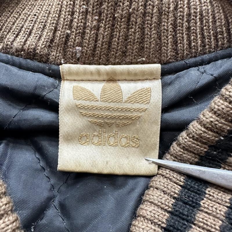 アディダス adidas ジャケット、上着 ジャンパー、ブルゾン 80s デサント製 袖 レザー スタジャン L 茶 / ブラウン / brown X 黒 / ブラック / black メンズ USED 古着 中古 50162725