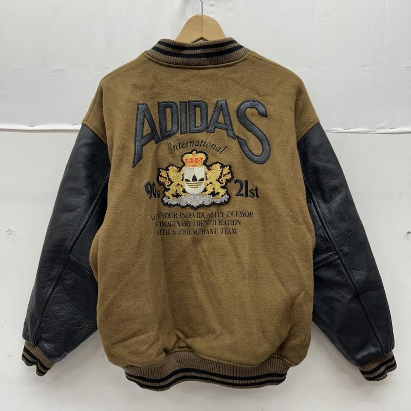 アディダス adidas ジャケット、上着 ジャンパー、ブルゾン 80s デサント製 袖 レザー スタジャン L 茶 / ブラウン / brown X 黒 / ブラック / black メンズ USED 古着 中古 50162725