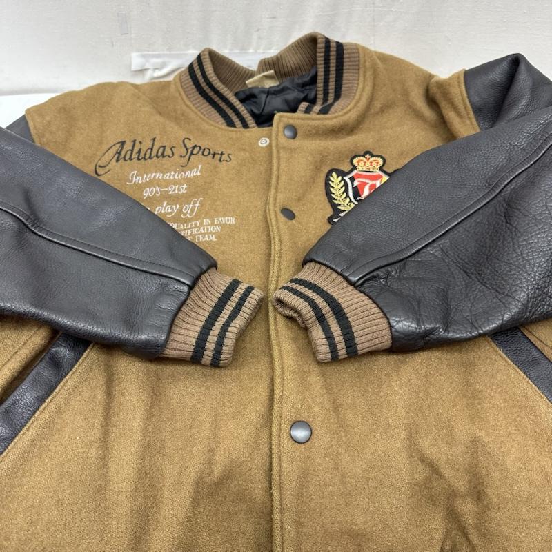 アディダス adidas ジャケット、上着 ジャンパー、ブルゾン 80s デサント製 袖 レザー スタジャン L 茶 / ブラウン / brown X 黒 / ブラック / black メンズ USED 古着 中古 50162725