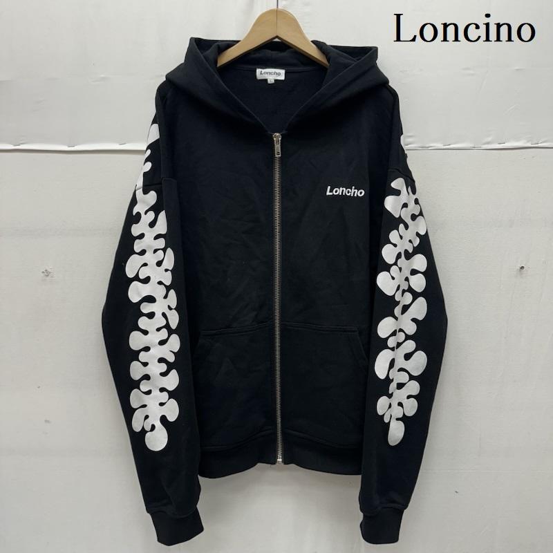 古着 USED パーカー 長袖 Loncino UNEUNE プリント ジップ パーカー L 黒 / ブラック / black メンズ USED 古着 中古 50162731
