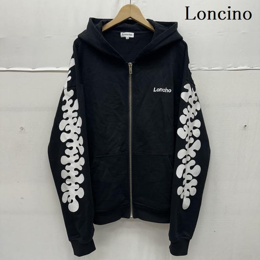 古着 USED パーカー 長袖 Loncino UNEUNE プリント ジップ パーカー L 黒 / ブラック / black メンズ USED 古着 中古 50162731