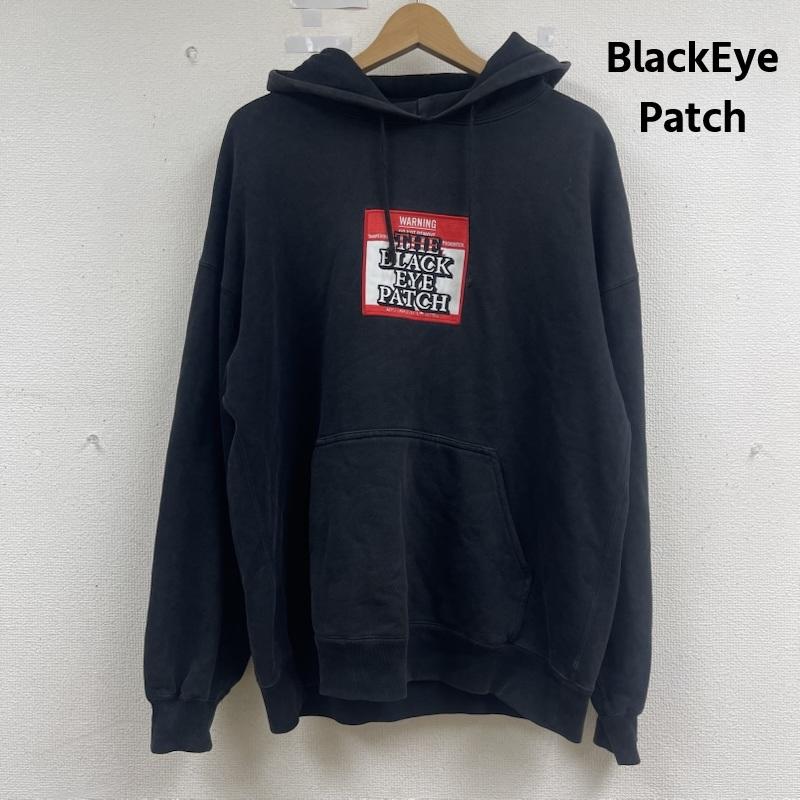 ブラックアイパッチ BlackEyePatch パーカー 長袖 取扱注意 センターロゴ 警告ラベル プルオーバー パーカー フーディー L 黒 / ブラック / black メンズ USED 古着 中古 50162733