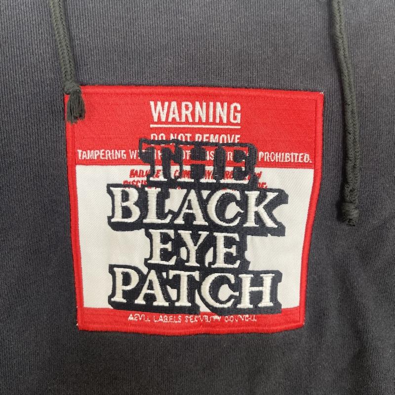 ブラックアイパッチ BlackEyePatch パーカー 長袖 取扱注意 センターロゴ 警告ラベル プルオーバー パーカー フーディー L 黒 / ブラック / black メンズ USED 古着 中古 50162733