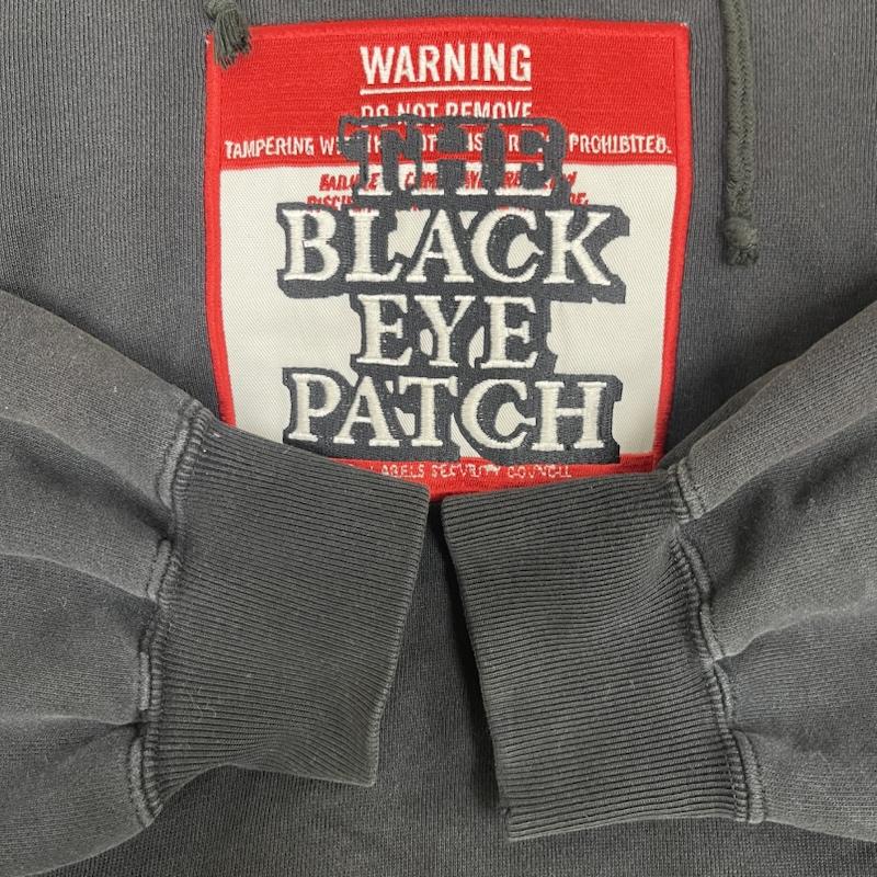 ブラックアイパッチ BlackEyePatch パーカー 長袖 取扱注意 センターロゴ 警告ラベル プルオーバー パーカー フーディー L 黒 / ブラック / black メンズ USED 古着 中古 50162733