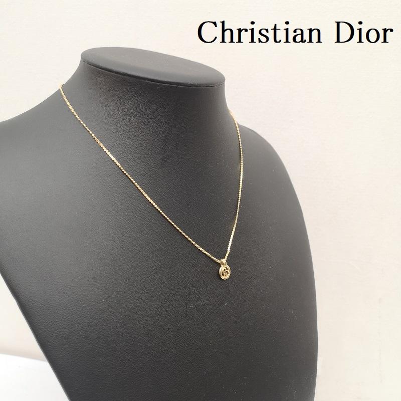 クリスチャンディオール Christian Dior アクセサリー ネックレス、ペンダント CD ロゴ サークル ゴールド ネックレス メッキ - レディース USED 古着 中古 50162749