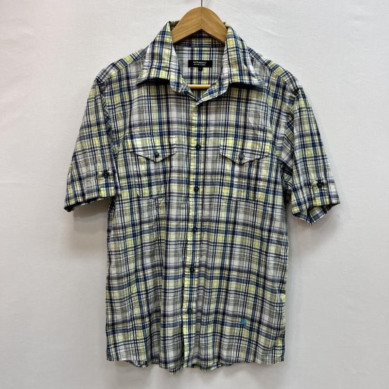 バーバリーブラックレーベル BURBERRY BLACK LABEL シャツ、ブラウス 半袖 ワイヤー入り 半袖 チェックシャツ y2k 2 青 / ブルー / blue X 黄 / イエロー / yellow X 白 / ホワイト / white メンズ USED 古着 中古 50162761