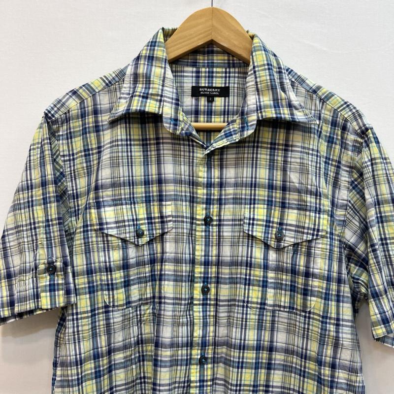 バーバリーブラックレーベル BURBERRY BLACK LABEL シャツ、ブラウス 半袖 ワイヤー入り 半袖 チェックシャツ y2k 2 青 / ブルー / blue X 黄 / イエロー / yellow X 白 / ホワイト / white メンズ USED 古着 中古 50162761