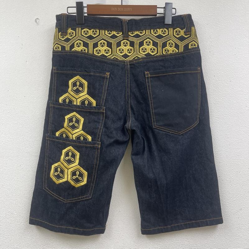 古着 USED パンツ ショートパンツ 雅結 直江兼続 家紋 刺繍 和柄 デニム ハーフ パンツ インディゴ / インディゴ / Indigo メンズ USED 古着 中古 50162770