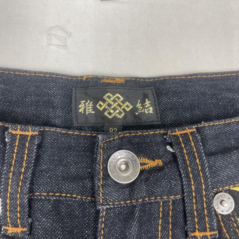 古着 USED パンツ ショートパンツ 雅結 直江兼続 家紋 刺繍 和柄 デニム ハーフ パンツ インディゴ / インディゴ / Indigo メンズ USED 古着 中古 50162770