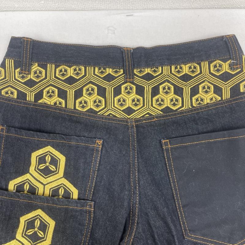 古着 USED パンツ ショートパンツ 雅結 直江兼続 家紋 刺繍 和柄 デニム ハーフ パンツ インディゴ / インディゴ / Indigo メンズ USED 古着 中古 50162770
